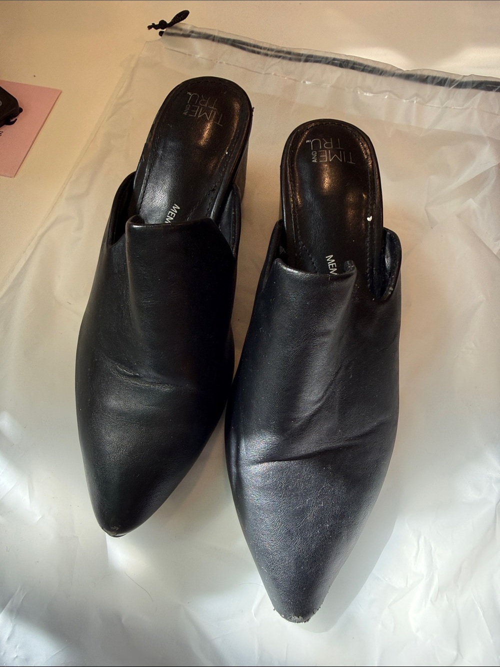 Time and Tru Women's Black Pointed Slip-On Mules size 6